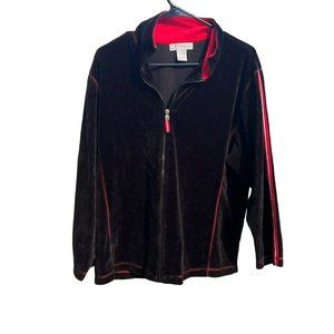 vintage Dressbarn jogging suit velour 14/16 XL black red